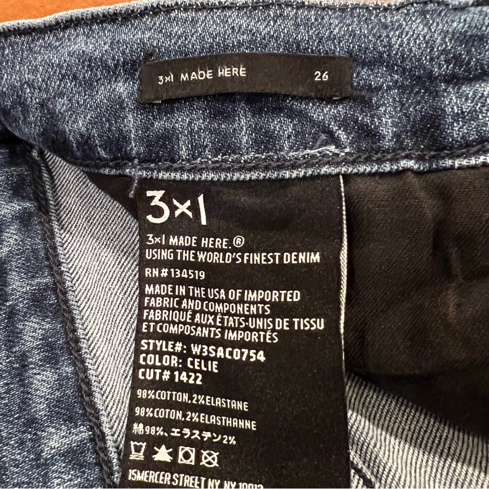 3x1 Celie Straight High-Rise Cropped Jeans 26 Anthropologie Slim Denim Tapered - Picture 12 of 16